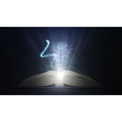 A looping video packground concept of books being a gateway to adventure, or the power of the written word.