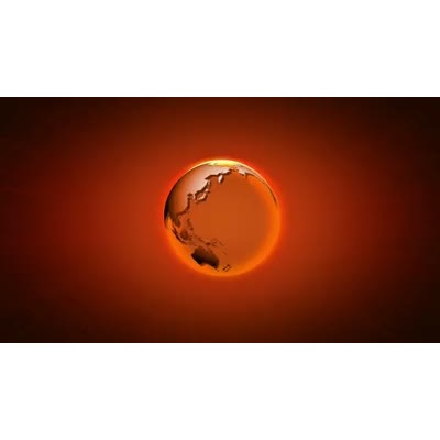 An abstract earth is shown rotating in front of a red background.