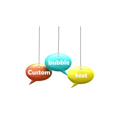 Three chat bubbles swinging back and forth with customizable text.