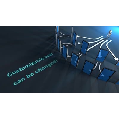 In this customizable video a stick figure faces the decision of which path to take and which door to go through.