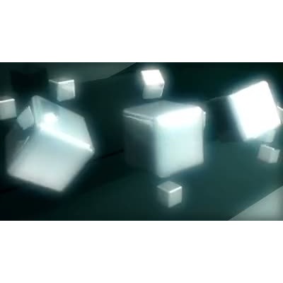 A video background showing rotating 3-d boxes