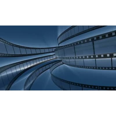 Movie film is shown scrolling past.