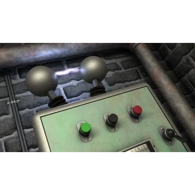 An old Van De Graff generator creates a rising arc of electricity.