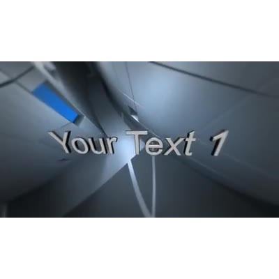 3D words float in mid-air in this futuristic building as the camera swings around.