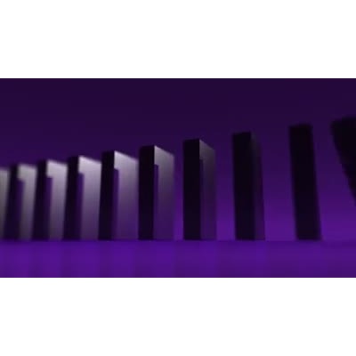 A line of dominoes tumble one after the other.