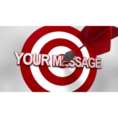 A single dart hits the center of a target with your customizable text in this video background.