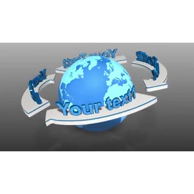 A custom video shows an earth with four arrows revolving around it, each one with text you can change to your own words.