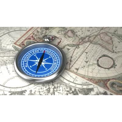 The needle on a compass swings around and then points up. You can change the text around the edge of the compass in this custom video background.  CAPITAL letters work best.