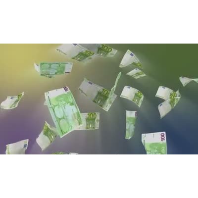 A looping video background of euro bills falling from the sky.
