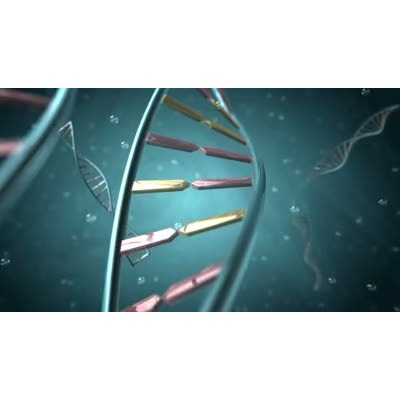 Strands of DNA float in a liquid with bubbles.