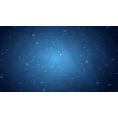 Bubbles float gently in a blue liquid.