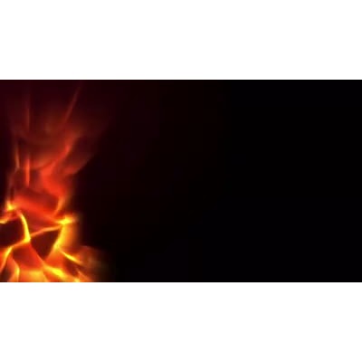 An abstract flame burns on the left side of the frame in this video background.