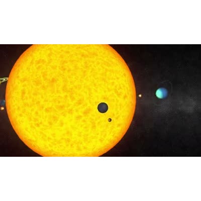 This video shows the solar system planets orbiting the sun.