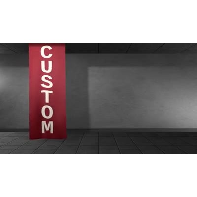 A cloth banner unfurl and drops down to display your custom text.