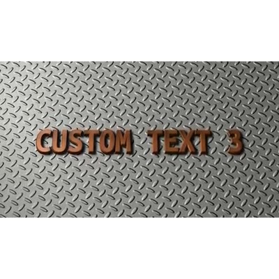 Your custom metal words casting shadows across metal grip-plating.