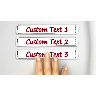 This custom video shows a hand placing pieces of paper with custom text on them.  The Non Looping version of this video is item # 12864