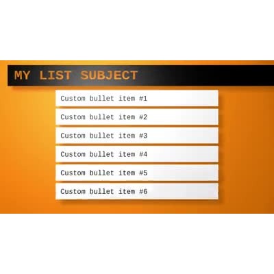 A simple bullet-list that moves in and drops down.