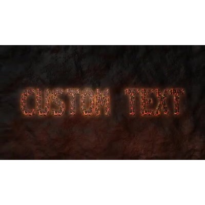 Your custom text made of stone cracks open to reveal molten rock beneath as flames and sparks erupt.
