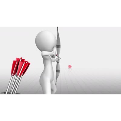 This video shows a figure shooting arrows at a target in the distance.