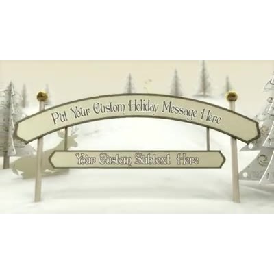 Your custom text in a miniature scene of a Christmas landscape.