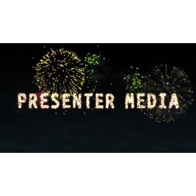 Fireworks explode in the sky, including your own custom text.