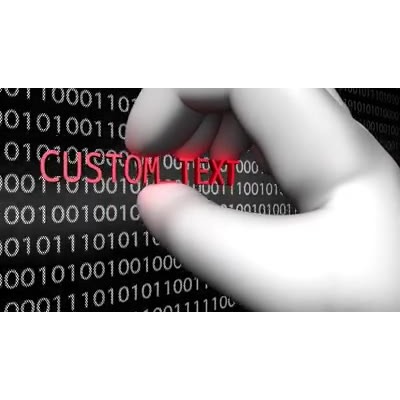 A hand reaches out and plucks your custom text from lines of binary code. This video can represent electronic theft.