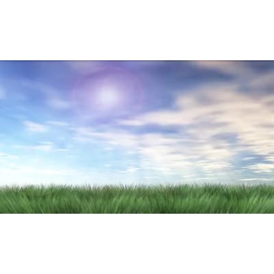 A simulated time lapse series of an open meadow with rolling clouds.