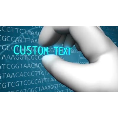 A hand plucks your custom word from lines of DNA code.