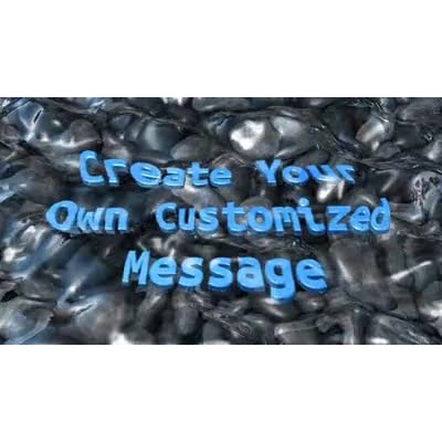 Water in a rocky stream ripples over your custom message.