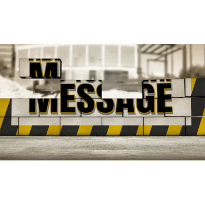 This custom design video shows a construction site with cider blocks falling to form a wall which you can add your own custom design to.