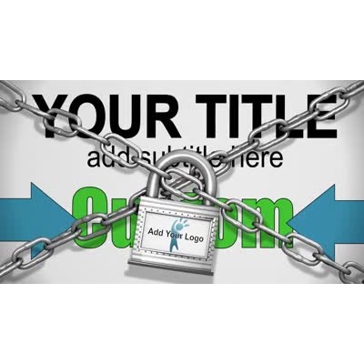 This custom design video shows chain and a lock securing your custom background design.  You can also add text or image logo on to the lock face.