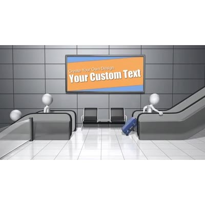 An animated customizable video of an airport walkway with figures walking through. Customize Your Own Sign!