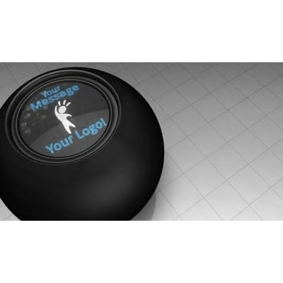 This custom design video zooms in on a magic fortune ball that your custom design displays in the balls window.