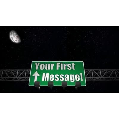 This custom design video shows overhead signs passing by.  You can customize the two signs with you own message and images.