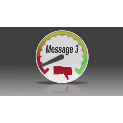 This custom design video shows a series of three gauges with a needle starting in the green and then decreasing and ending in red.