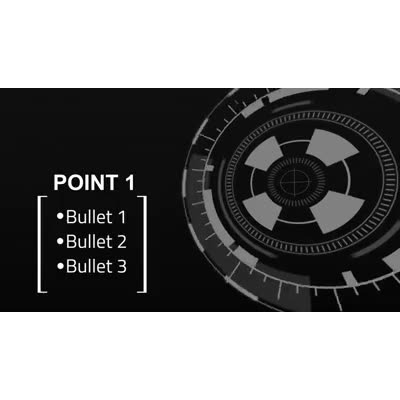 A heads up display (HUD) forums rotating and showing 3 points with information.