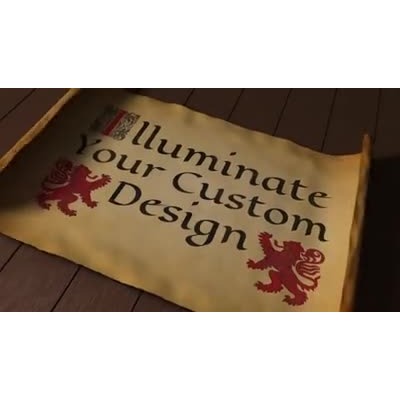 Have your custom design and message reveal as this scroll rolls open.