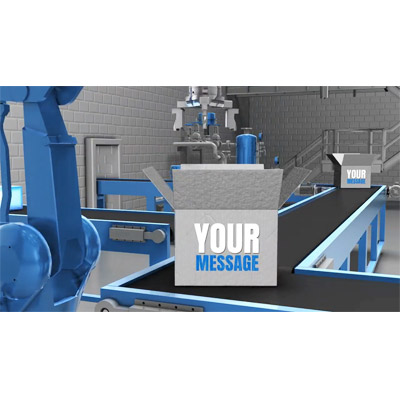 Put your custom design on the front of these boxes in this robotic factory.