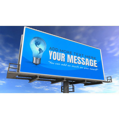 This custom design video shows clouds passing by a big digital billboard.  You can customize the billboard screen with you own text and images.