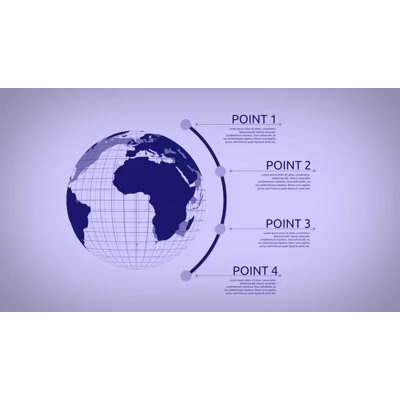Rotating globe with revealing line to points and sub-points.