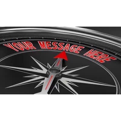 This custom text video shows a close up on a compass with the arrow pointing at text you can customize with your own message.