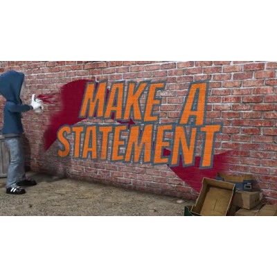 Customize your own graffiti message on this brick wall.