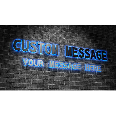 Customize this neon-rimmed text on a brick wall.