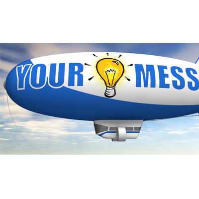 This custom design video shows a blimp flying by.  You can customize this video by changing the text and adding your own images using our online customizer.