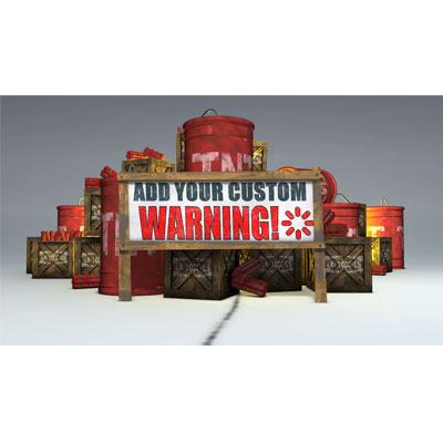 This custom design video shows a fuse burning to and under sign in front of some explosives igniting them and making a blast.  You can customize the sign by adding your own text or images.