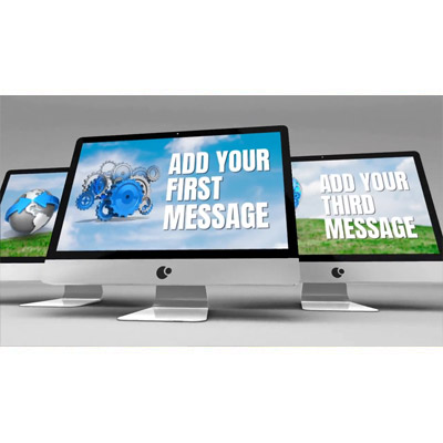 This custom design video shows three monitors and the camera zooms in to show each one.