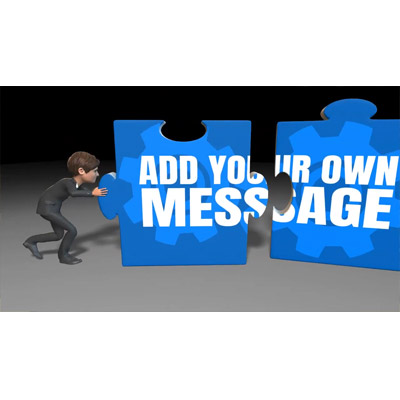 A business woman and man push two pieces of a puzzle together to reveal your custom design.