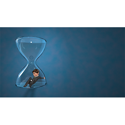 A businessman inside an a rotating hourglass is constantly dropped. This video can represent someone with a busy and demanding schedule.