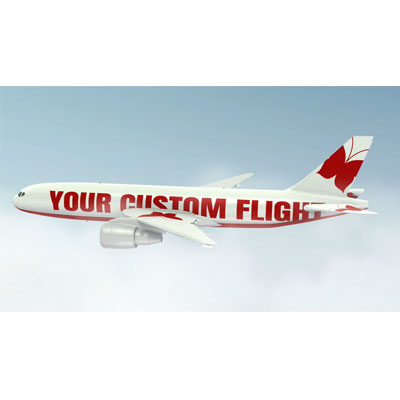 This custom design video shows an airplane flying through the clouds.  You can customize the airplane by adding your own text and images using our online customizer.