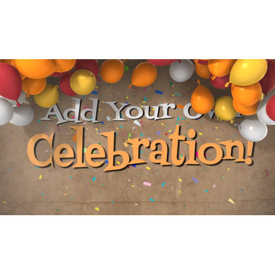 Balloons rise to reveal your custom design. This clip-art is great for any celebration.